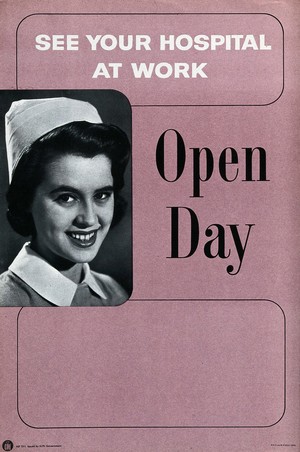 view A nurse, advertising hospital open days. Process print, ca. 1960.