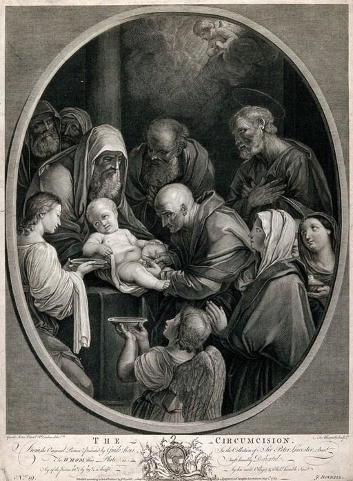 The circumcision of Christ. Engraving by F. Aliamet after R. Earlom after Guido Reni.
