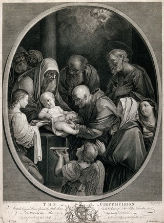 The circumcision of Christ. Engraving by F. Aliamet after R. Earlom after Guido Reni.