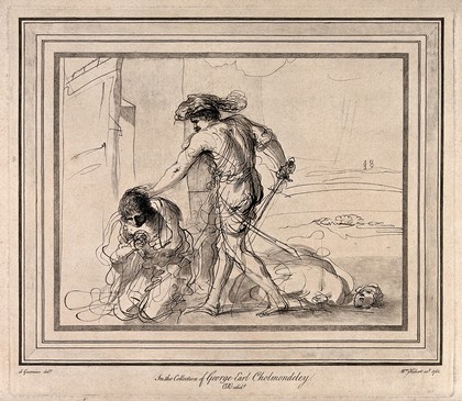 The beheading of James. Etching by W. Herbert after G.F. Barbieri (il Guercino).