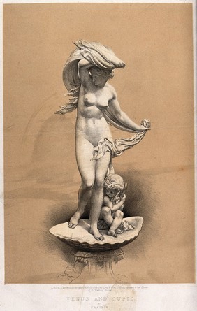 Venus [Aphrodite] and Cupid. Chromolithograph by J.B. Waring after C.A. Fraikin.