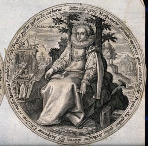 view Melpomene. Engraving by C. de Passe.