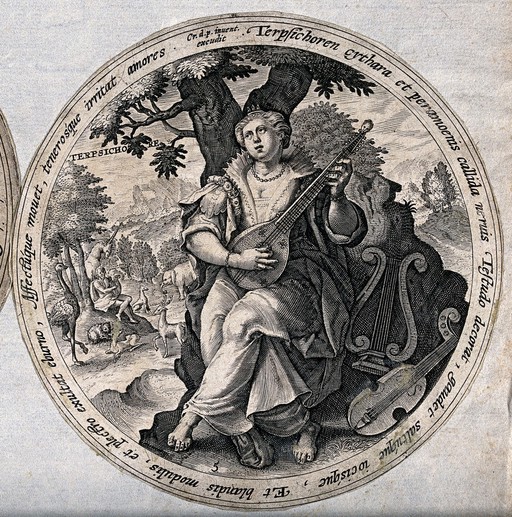 Terpsichore. Engraving by C. de Passe.