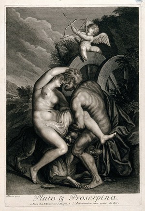 view The rape of Proserpine. Engraving after Titian.