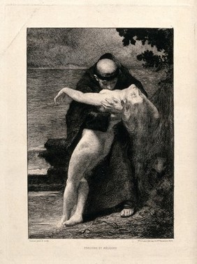 Phrosine and Mélidore. Etching by E.F. Dantan.