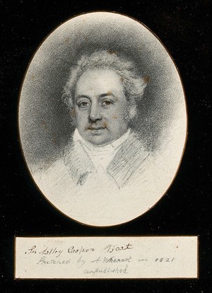 view Sir Astley Cooper, head and shoulders. Drawing.