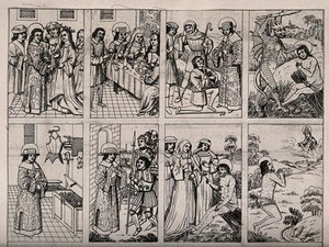 view The sufferings and death of King Henry VI compared with the sufferings of Job: eight vignettes (nos. 1-8). Engraving, 1786.