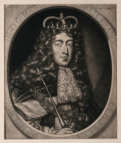 King William III of England. Mezzotint by P. Schenck, 168-.