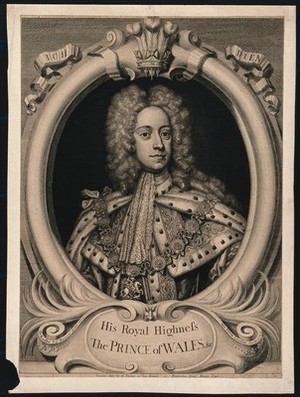 view King George II as Prince of Wales. Engraving by G. Vertue after G. Kneller, 1724.