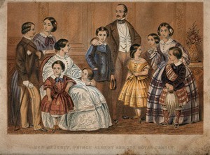 view Queen Victoria, Prince Albert and their children. Baxterprint by W. Dickes, 185-.