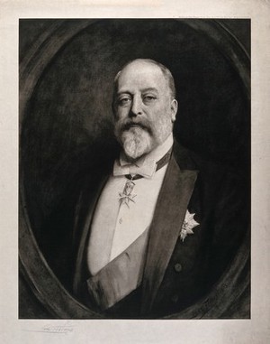 view King Edward VII, head and shoulers. Photogravure after Luke Fildes, 1905.