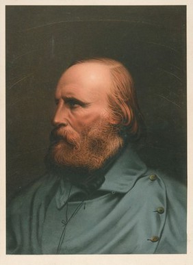 Giuseppe Garibaldi, head and shoulders. Chromolithograph, ca. 1880.