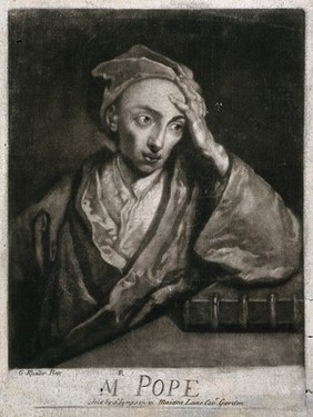 Alexander Pope. Mezzotint after Sir Godfrey Kneller.