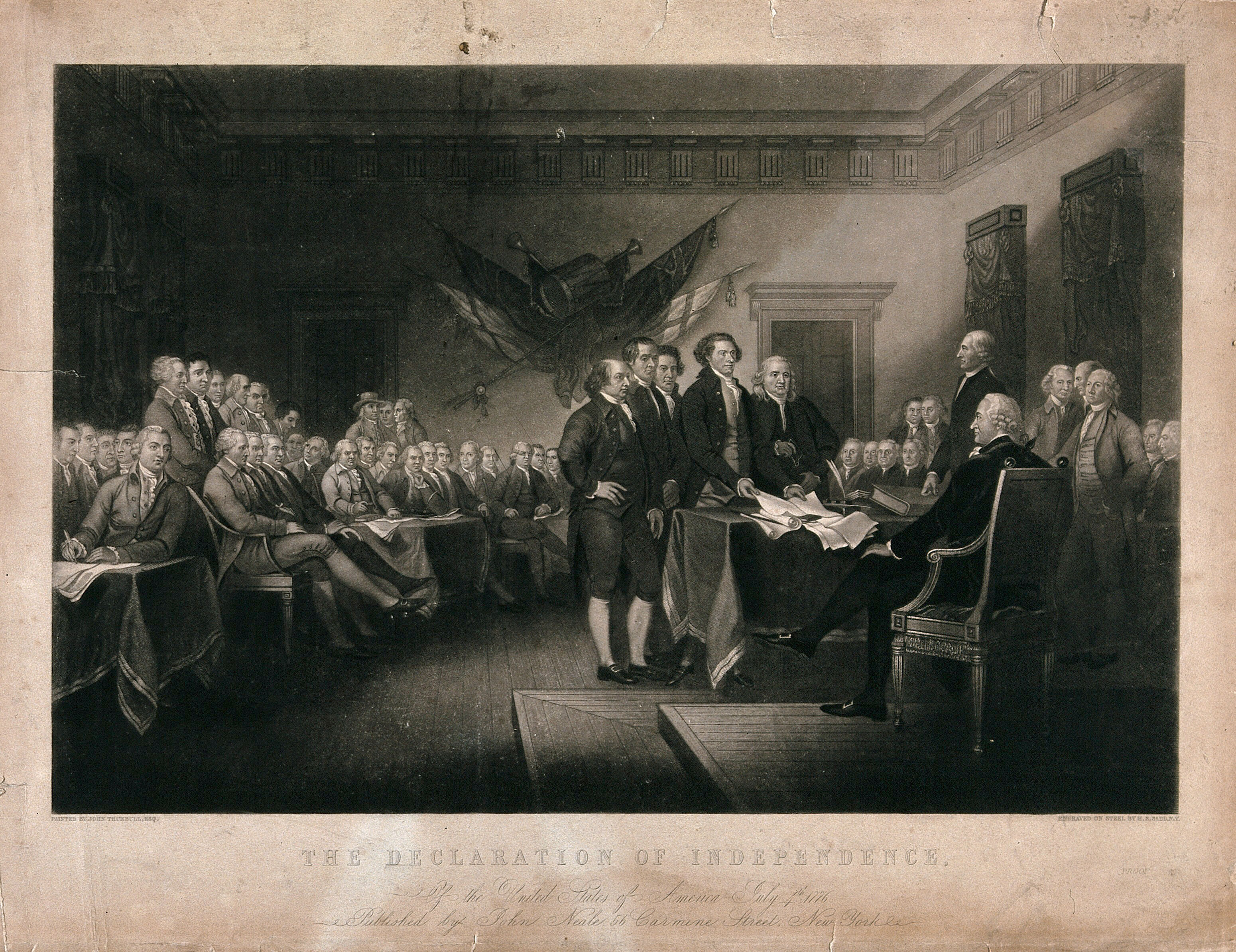 The declaration of independence philadelphia july 4 1776 mezzotint