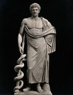 view Aesculapius: the Greek god of healing. Photograph by Alinari, 1900/1920 (?).