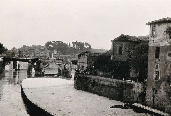 Church of St. Bartholomew, Isola Tiberina, Rome, Italy: site of the Roman temple of Aesculapius. Photograph by Peter Johnston-Saint, 1930.