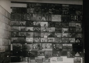 view Votive offerings: small paintings, mainly of accident and recovery scenes, displayed at the Ethnographic Museum, Palermo, Sicily. Photograph, 1929.