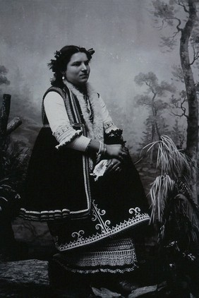 A Bulgarian woman wearing national dress.