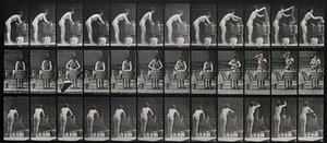 view A woman washing . Photogravure after Eadweard Muybridge, 1887.