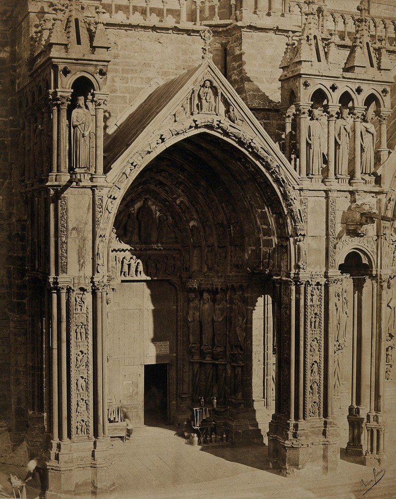 Chartres cathedral: south portal. Photograph by Bisson Frères, ca. 1857., [1857?], by Auguste-Rosalie Bisson