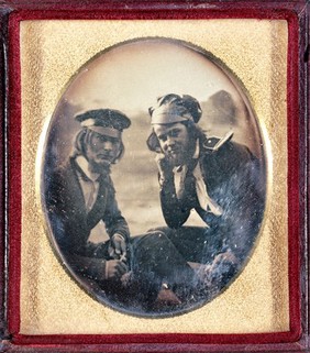 Two men in American (?) military uniform. Photograph, 1840/1855.