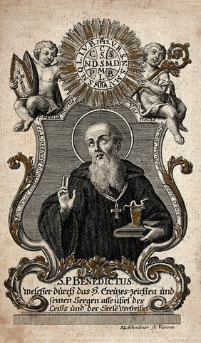 Saint Benedict. Engraving by F.L. Schmitner.