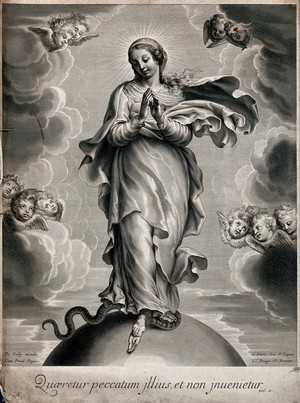 view The Virgin Immaculate. Engraving.