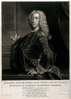 view John Taylor. Mezzotint by J. Faber, junior, after P. Ryche.