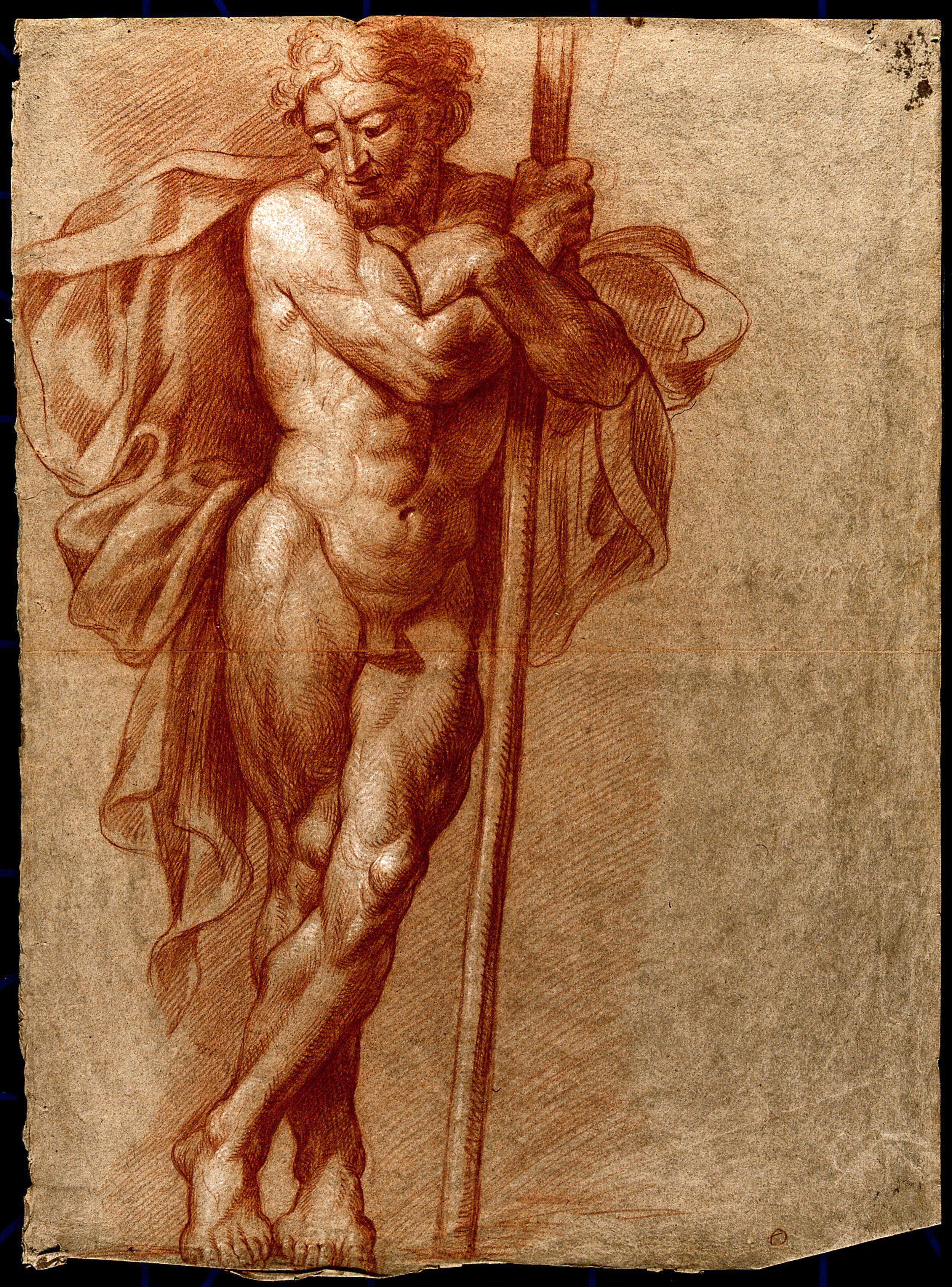 A Standing Male Nude With Cloak Arms Folded Around A Staff Red Chalk Drawing By J J Masquerier Wellcome Collection Find the perfect man folded arms upset stock photo. a standing male nude with cloak arms