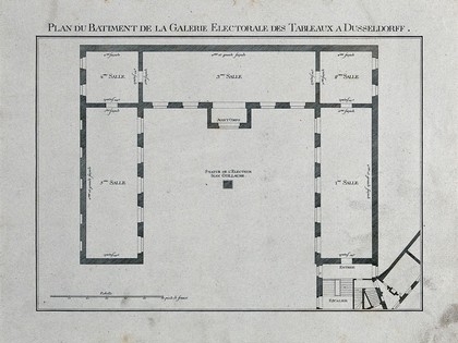 The electoral picture gallery at Dusseldorf: ground plan. Engraving.