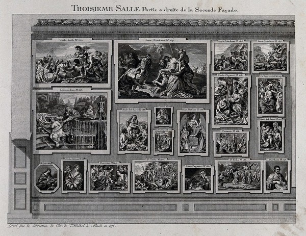 The electoral picture gallery at Düsseldorf: paintings in the third gallery. Engraving, 1776.