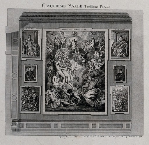 Paintings in the fifth gallery of the electoral picture gallery at Dusseldorf. Engraving by M.G.E. Eichler, 1776, after P.P. Rubens.