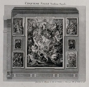 view The electoral picture gallery at Düsseldorf: paintings in the fifth gallery. Engraving by M.G.E. Eichler, 1776, after P.P. Rubens.
