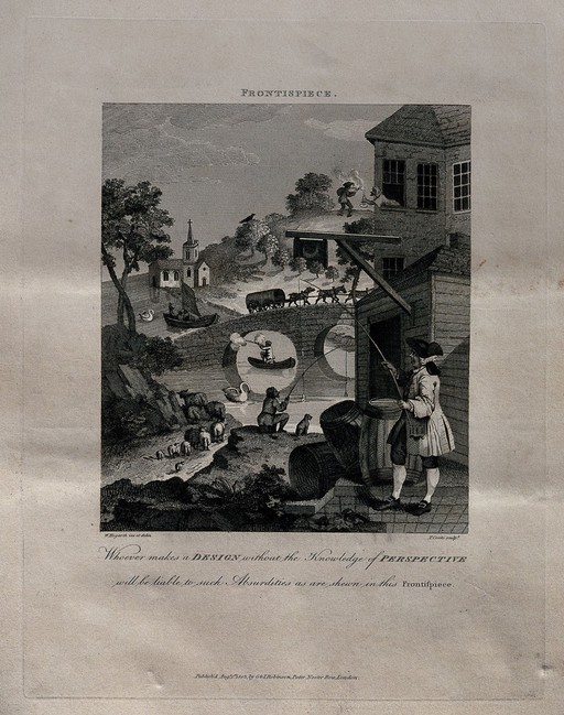 Satire on false perspective. T. Cook after W. Hogarth, 1803