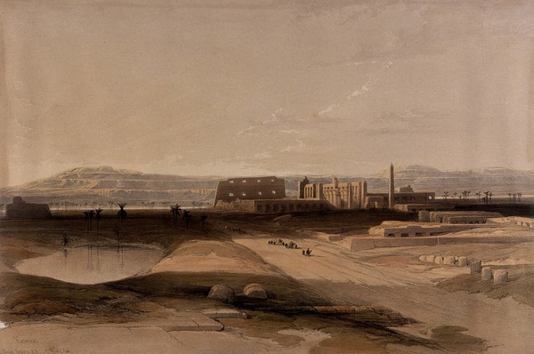 Karnak, Egypt. Coloured lithograph by Louis Haghe after David Roberts, 1849.