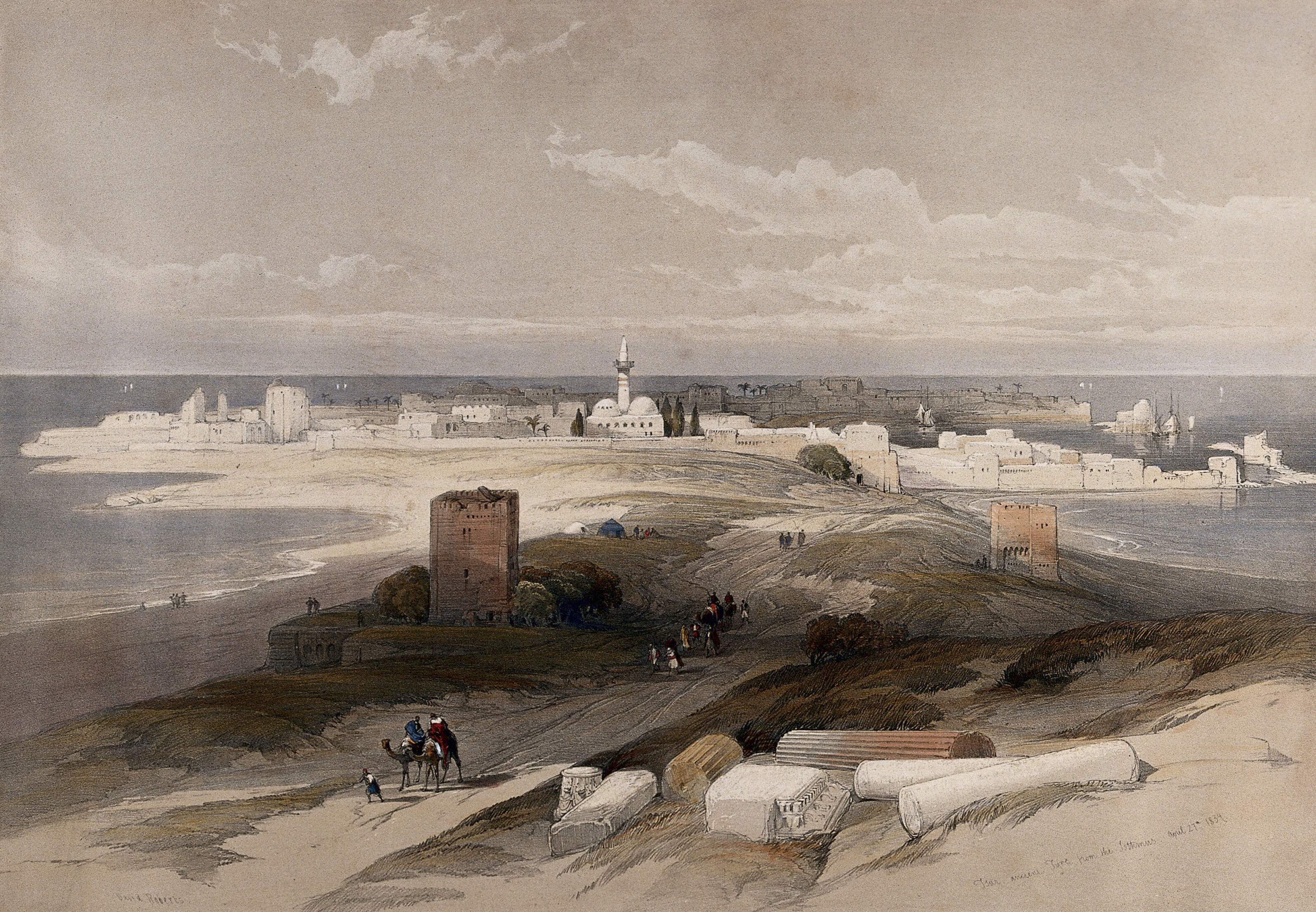 The Ancient City Of Tyre Taken From The Isthmus Coloured