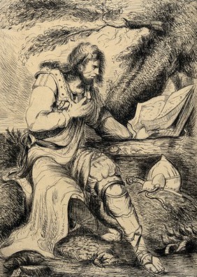 Salvator Rosa. Pen and ink drawing after J. H. Mortimer.