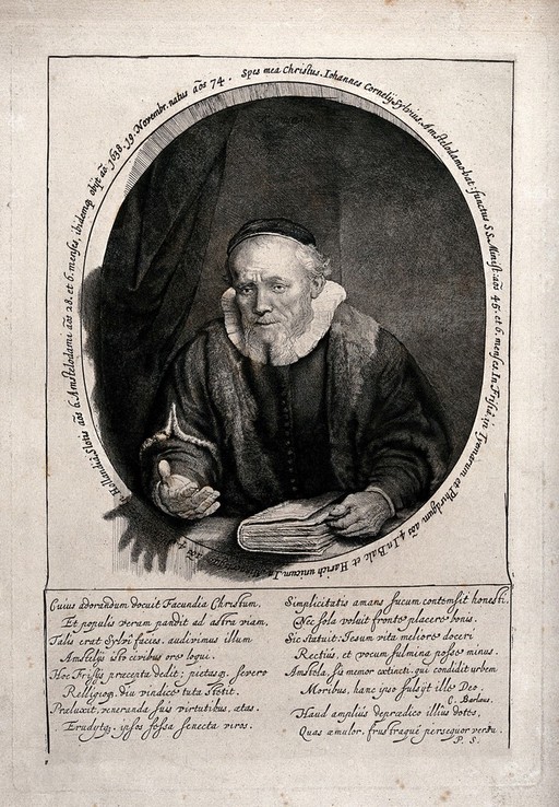 Jan Cornelisz. Sylvius. Reproduction of an etching by Rembrandt van Rijn, 1646.