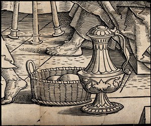 view A ewer with a basket in a larger scene. Woodcut, 15--.