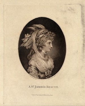 view An upper class young woman; representing the St James's area of London. Stipple engraving by F. Bartolozzi, 1783, after J.H. Benwell.