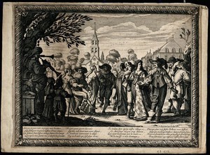 view Country dance, performed by villagers. Engraving by Abraham Bosse, 1633.