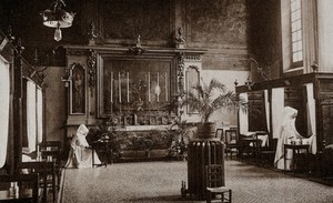 view Beaunes, France: the Saint-Hugues room at the Hôtel Dieu. Photographic postcard, ca. 1930.