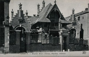 view Lisieux, France: the hospital Henri Chéron, Stillman pavilion. Photographic postcard, ca. 1920.