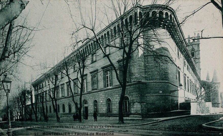 Montpellier, France: the medical school. Photographic postcard, ca. 1940.