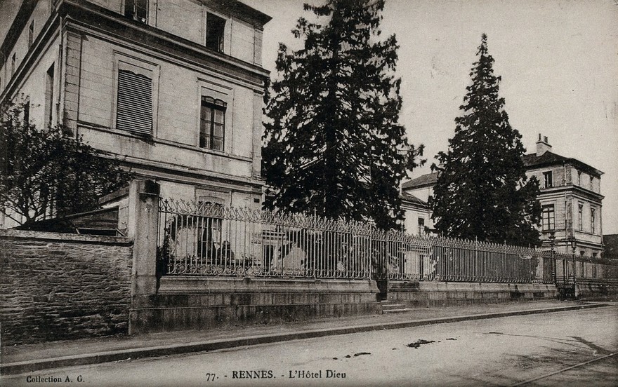 Rennes, France: the Hôtel Dieu. Photographic postcard, ca. 1910.