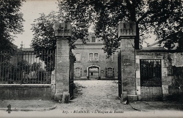 Roanne, France: the hospice. Photographic postcard, ca. 1910.