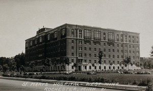 view Rochester, Minnesota: St Mary's Hospital. Photographic postcard, ca. 1930.