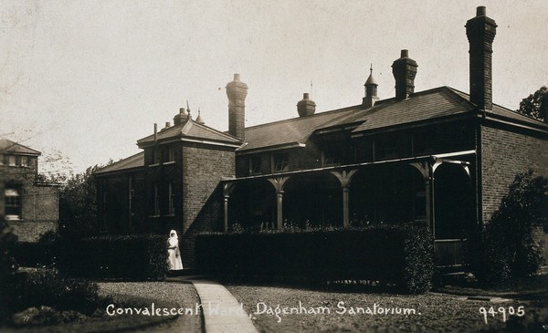 Convalescent ward, Dagenham Sanatorium. Photographic postcard.