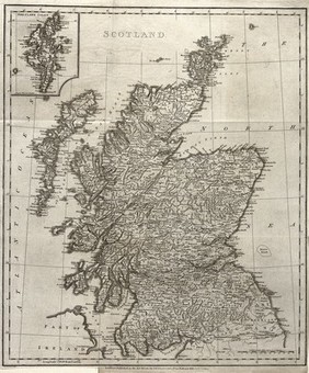 Map of Scotland. Engraving by J. Russell, 1804.