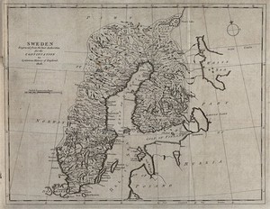 view Sweden: map. Engraving, 1808.